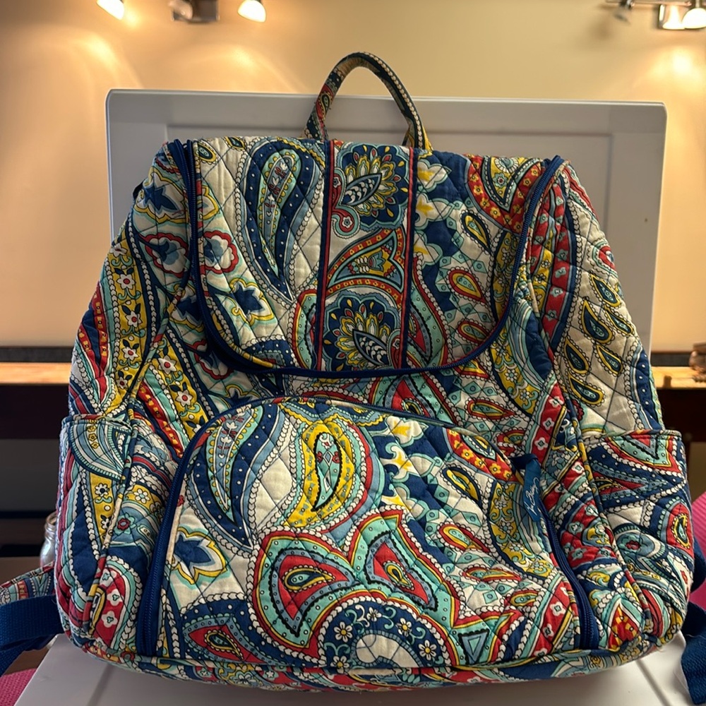 Vera Bradley Double Zip Backpack Travel Bag In Marina Paisley lightly worn